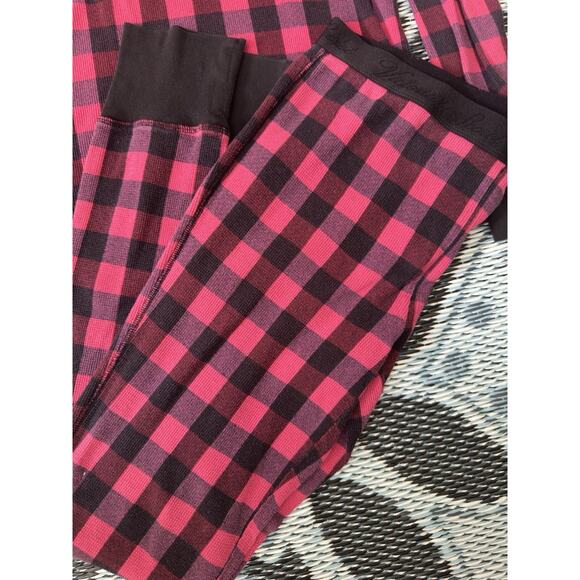 Women's Victoria's Secret Pink Plaid Thermal 2 Piece Pajama Sleep Set Med - Picture 3 of 16